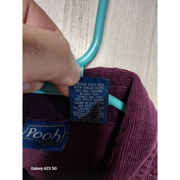 Vintage 90s Disney Pooh Tigger Piglet Mulberry Corduroy Button Up S - Picture 5 of 6